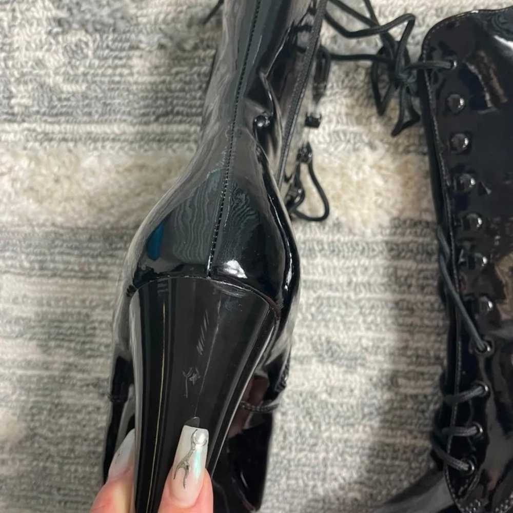 Shiny Black Pleaser Boots - Size 10 - image 8