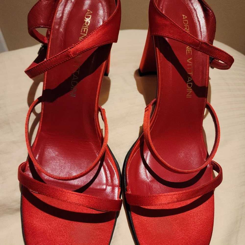Women's Adrienne Vittadini Red Satin Heels-9M - image 4