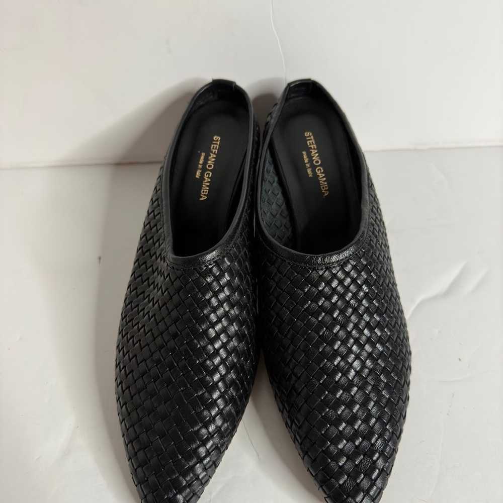 STEFANO GAMBA Italian Woven High Heel Mules black… - image 3