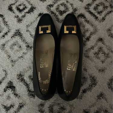 Salvatore Ferragamo saks fifth black heels