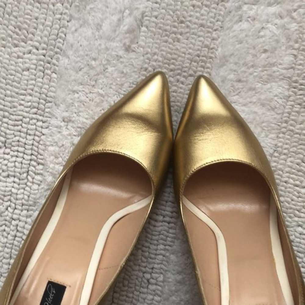 Bespoke golden leather high heel pumps, custom ma… - image 2