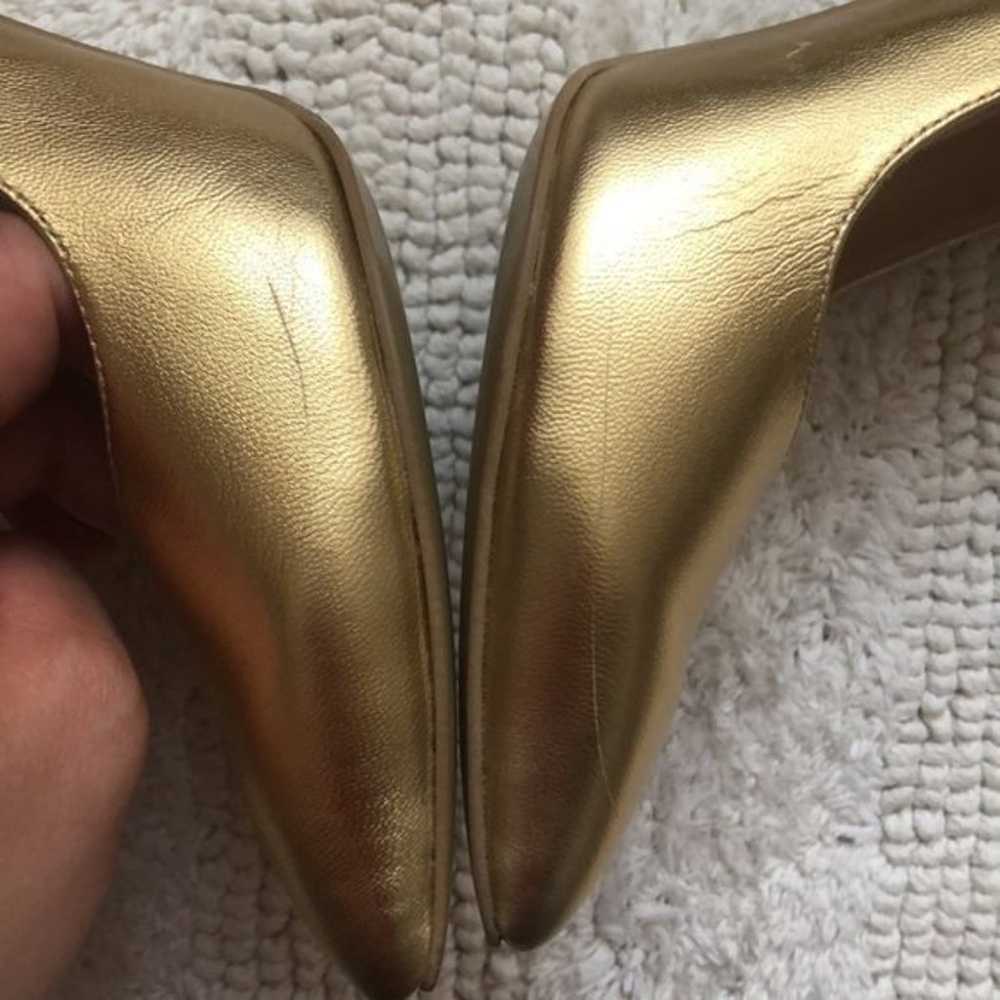 Bespoke golden leather high heel pumps, custom ma… - image 7