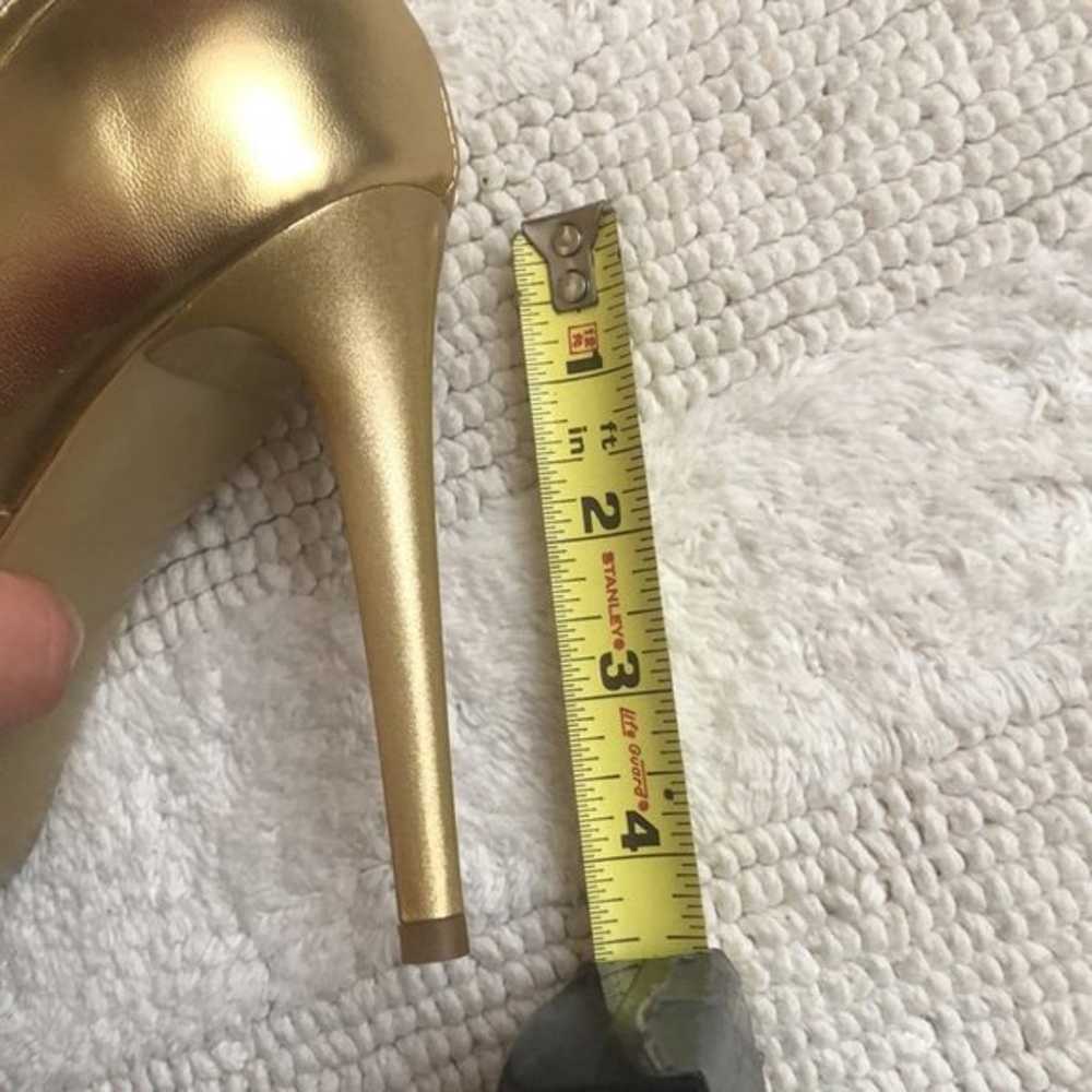 Bespoke golden leather high heel pumps, custom ma… - image 8