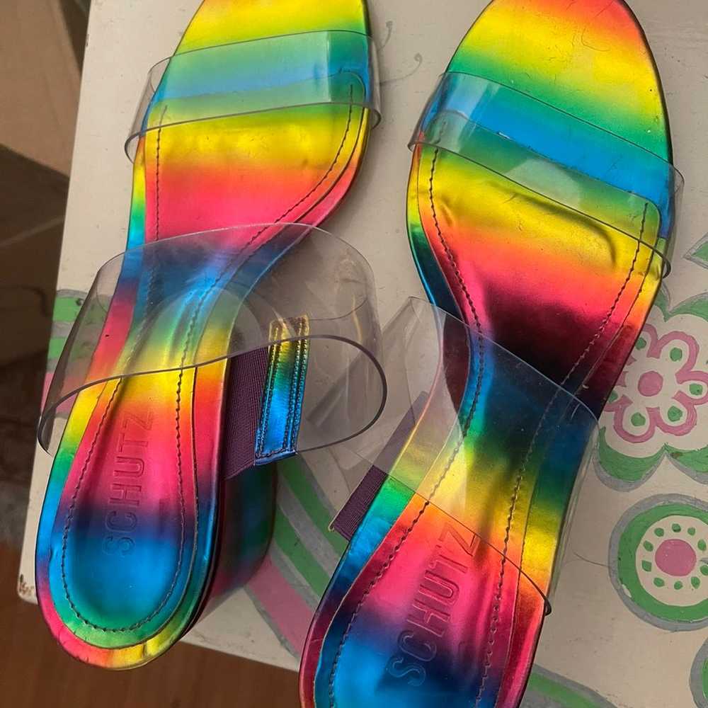 Schutz Ariella Women's Sandals Rainbow \Vinyl San… - image 2