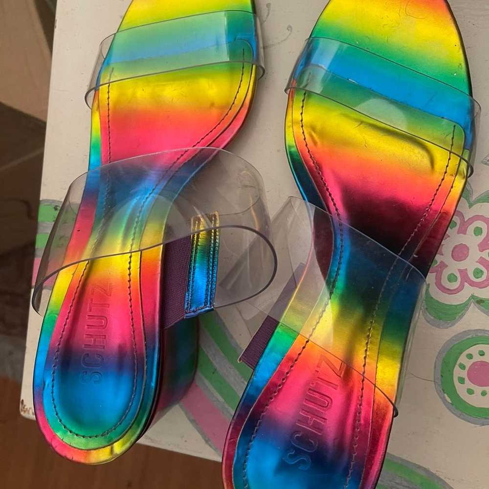 Schutz Ariella Women's Sandals Rainbow \Vinyl San… - image 3