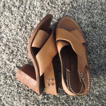 Zimmerman heel sandals natural leather sz 37 7 - image 1
