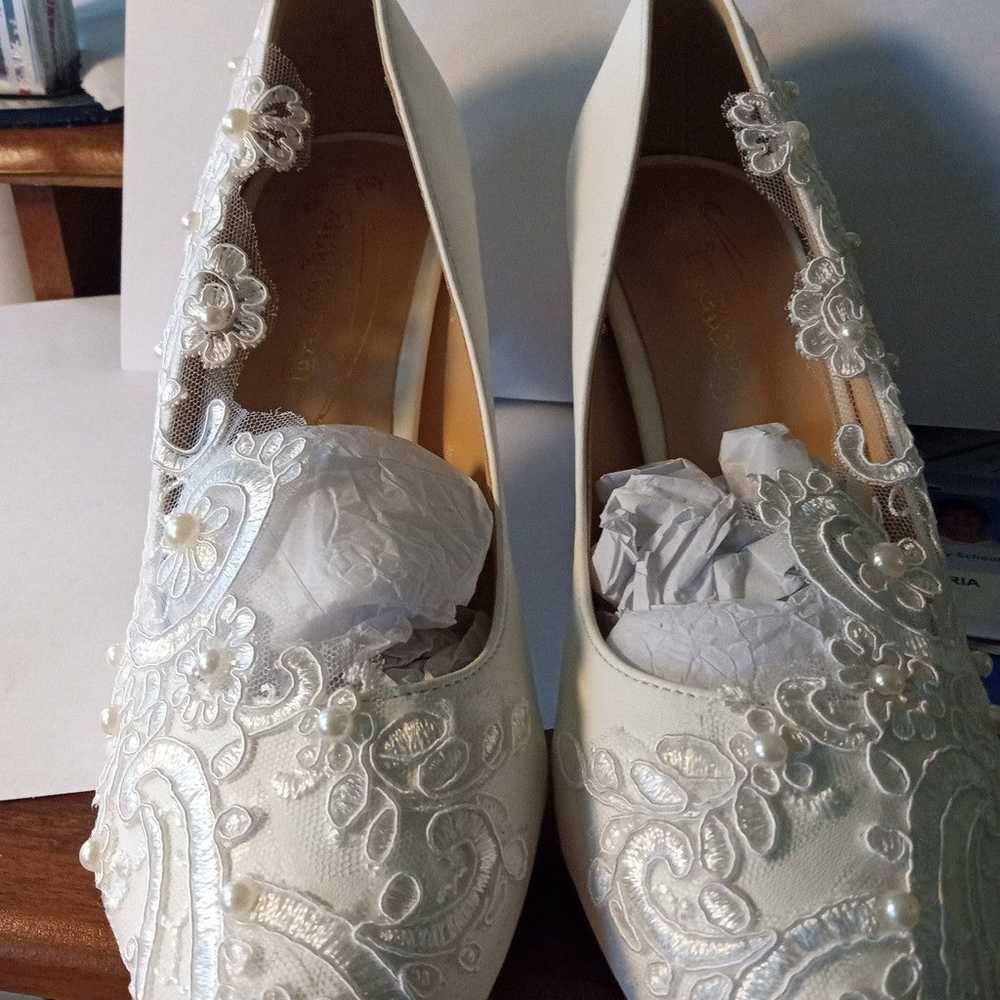 Shoes Ivory lace faux leather heels for women - image 2