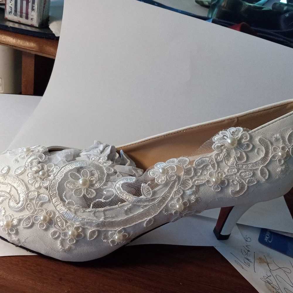 Shoes Ivory lace faux leather heels for women - image 5