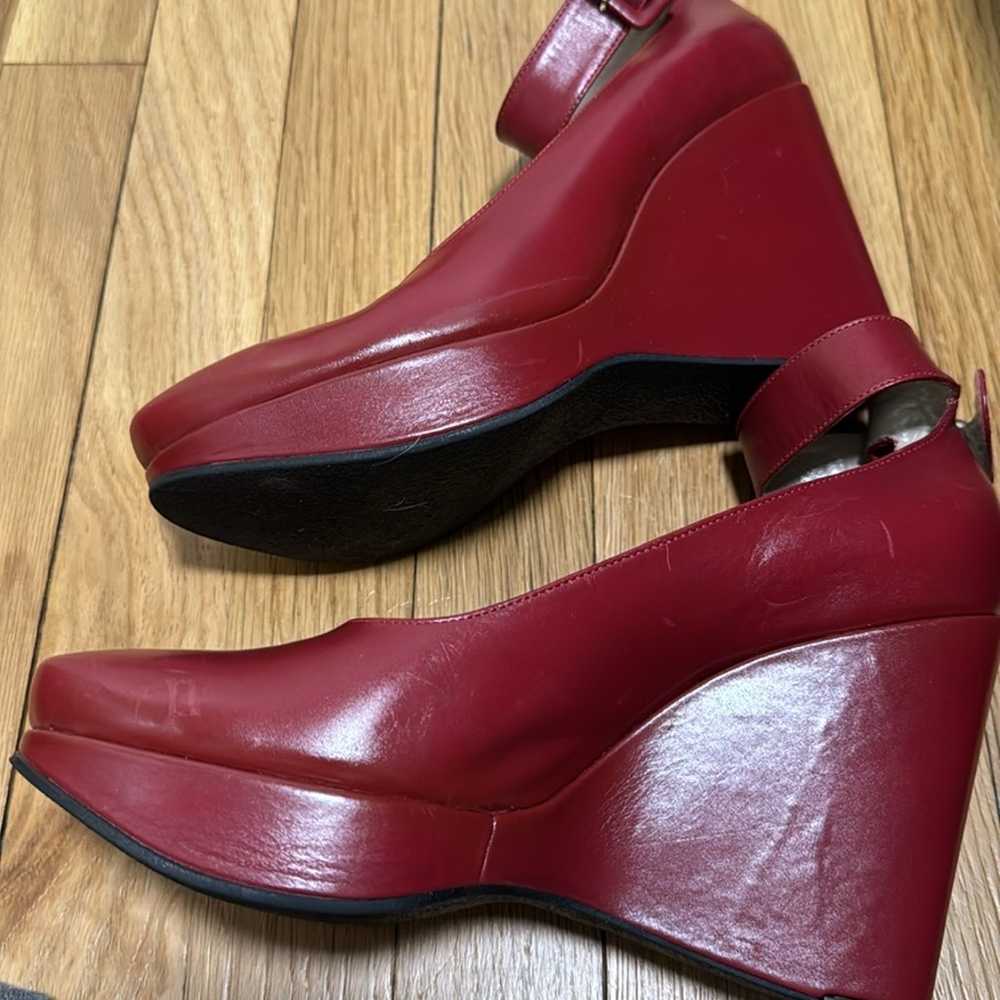 Robert Clergerie Chunky Red Ankle Strap wedge Sho… - image 6