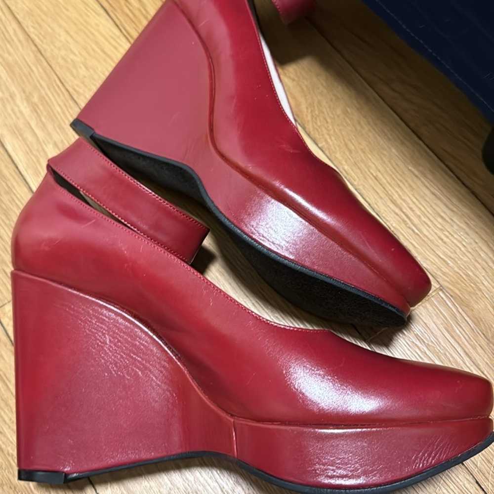 Robert Clergerie Chunky Red Ankle Strap wedge Sho… - image 7