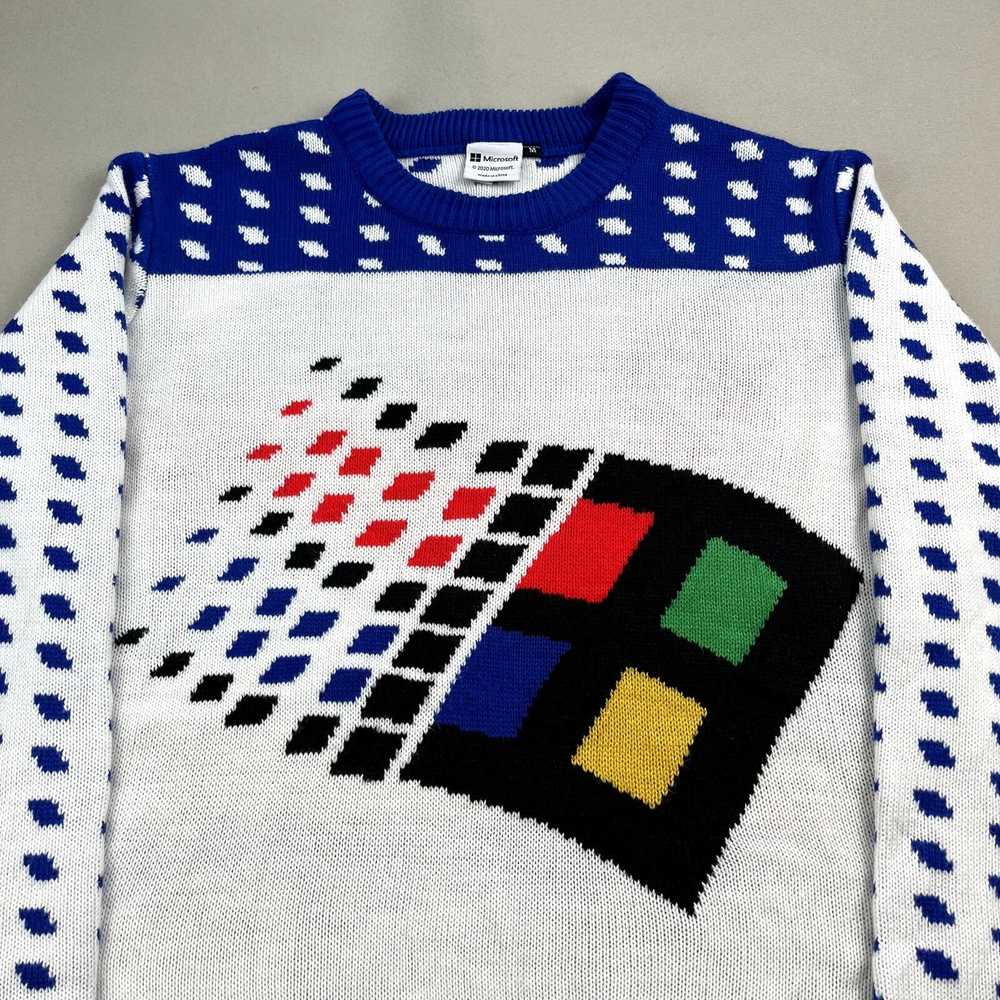 Microsoft Microsoft Sweater Medium White Knit Win… - image 2