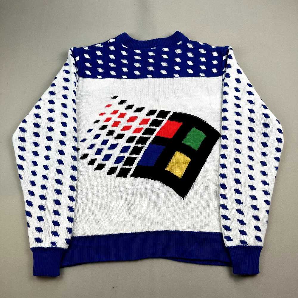 Microsoft Microsoft Sweater Medium White Knit Win… - image 4