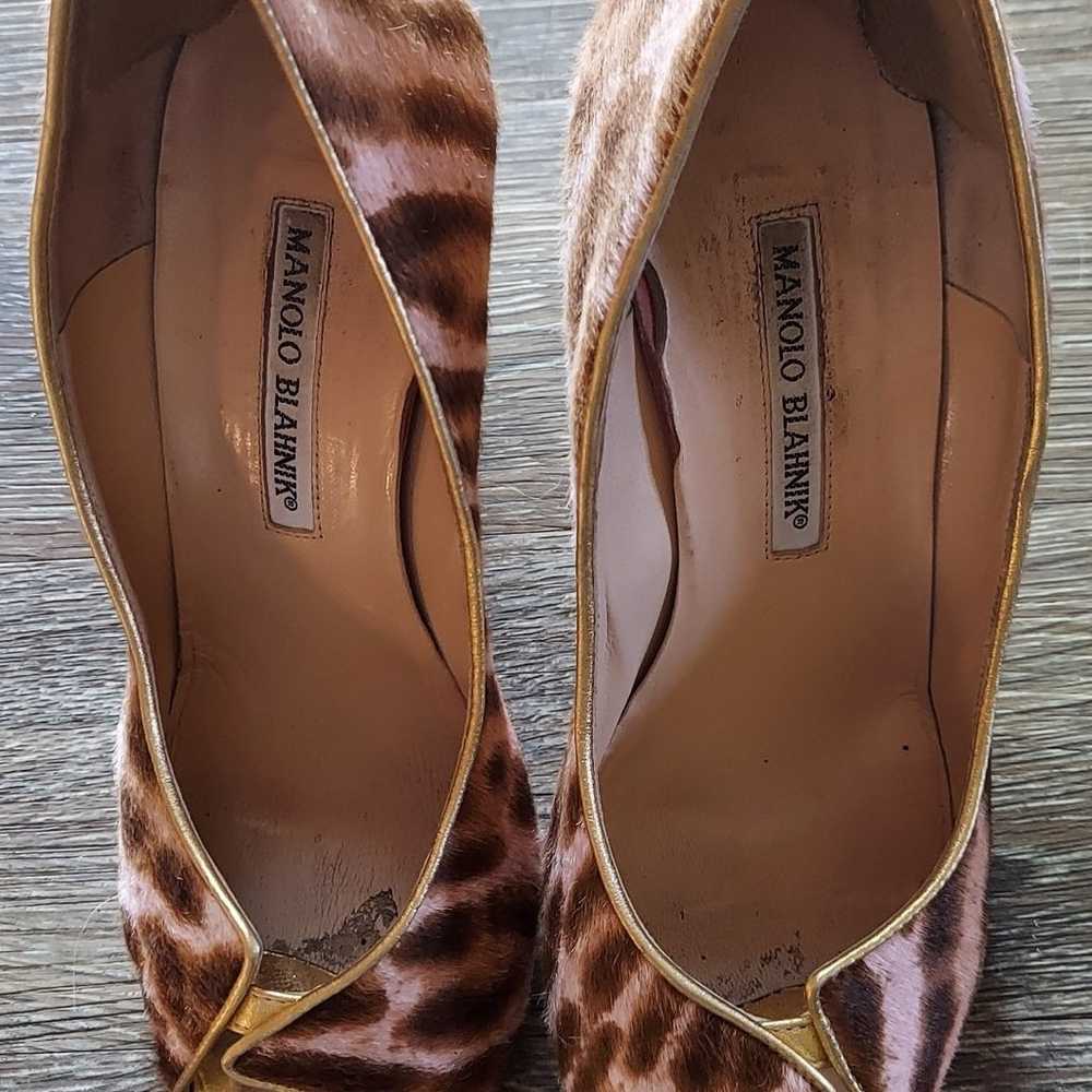 Manola Blahnik Hairon pink Brown Leopard open toe… - image 10