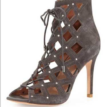 Joie Cayla Gray Suede Caged Studded Bootie