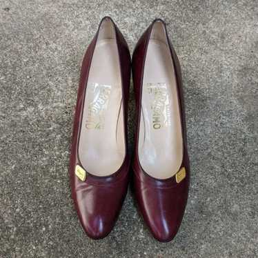 Salvatore Ferragamo Vintage Red Leather Pumps 8 Na