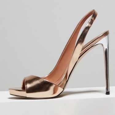 BCBGMAXAZRIA Rose Gold Metallic Leather Pumps