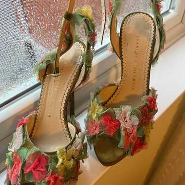 Charlotte Olympia Shoes Charlotte Olympia Green suede outlet with embellished flowers