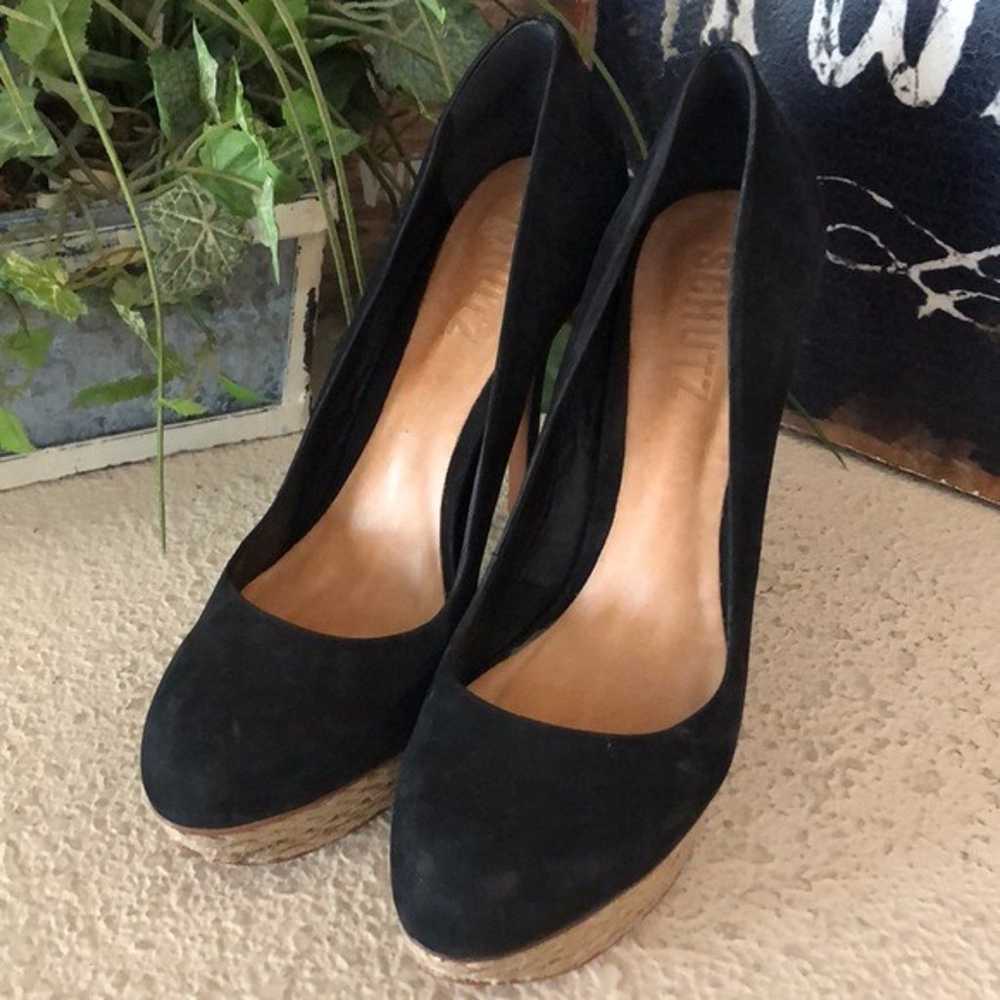 Schutz black suede espadrilles heels - image 2