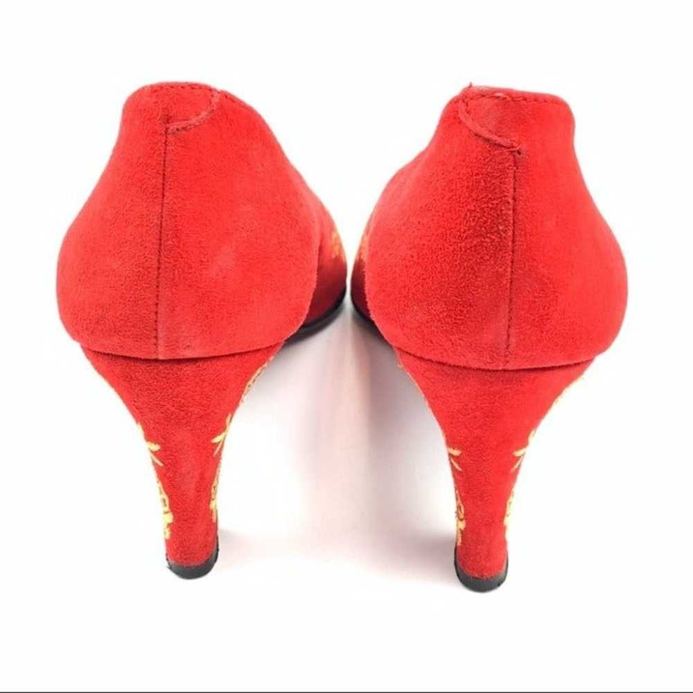 Spiegel Womens heels size 8 red gold suede vintag… - image 4