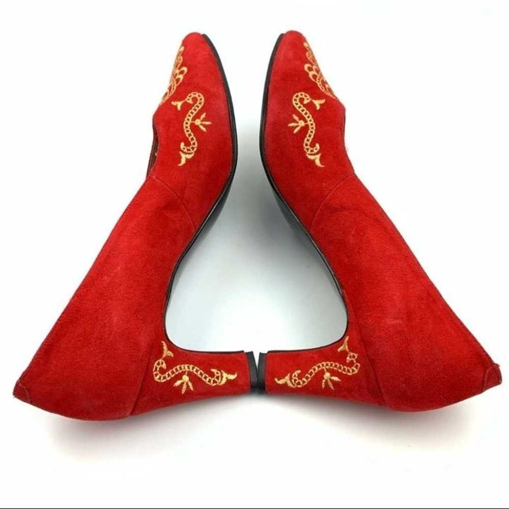 Spiegel Womens heels size 8 red gold suede vintag… - image 6