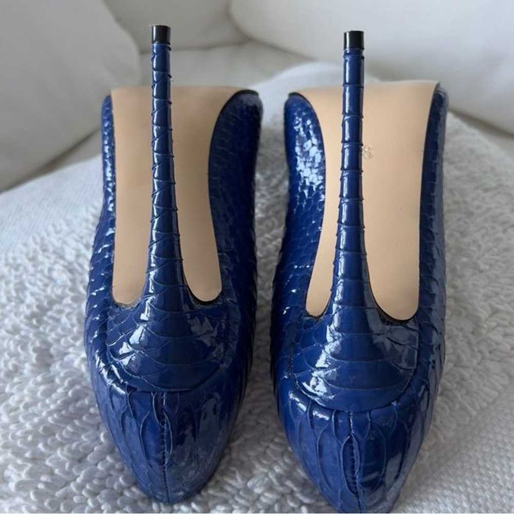 FSJ Blue Python Stiletto Heels Pointed Toe Pumps … - image 10