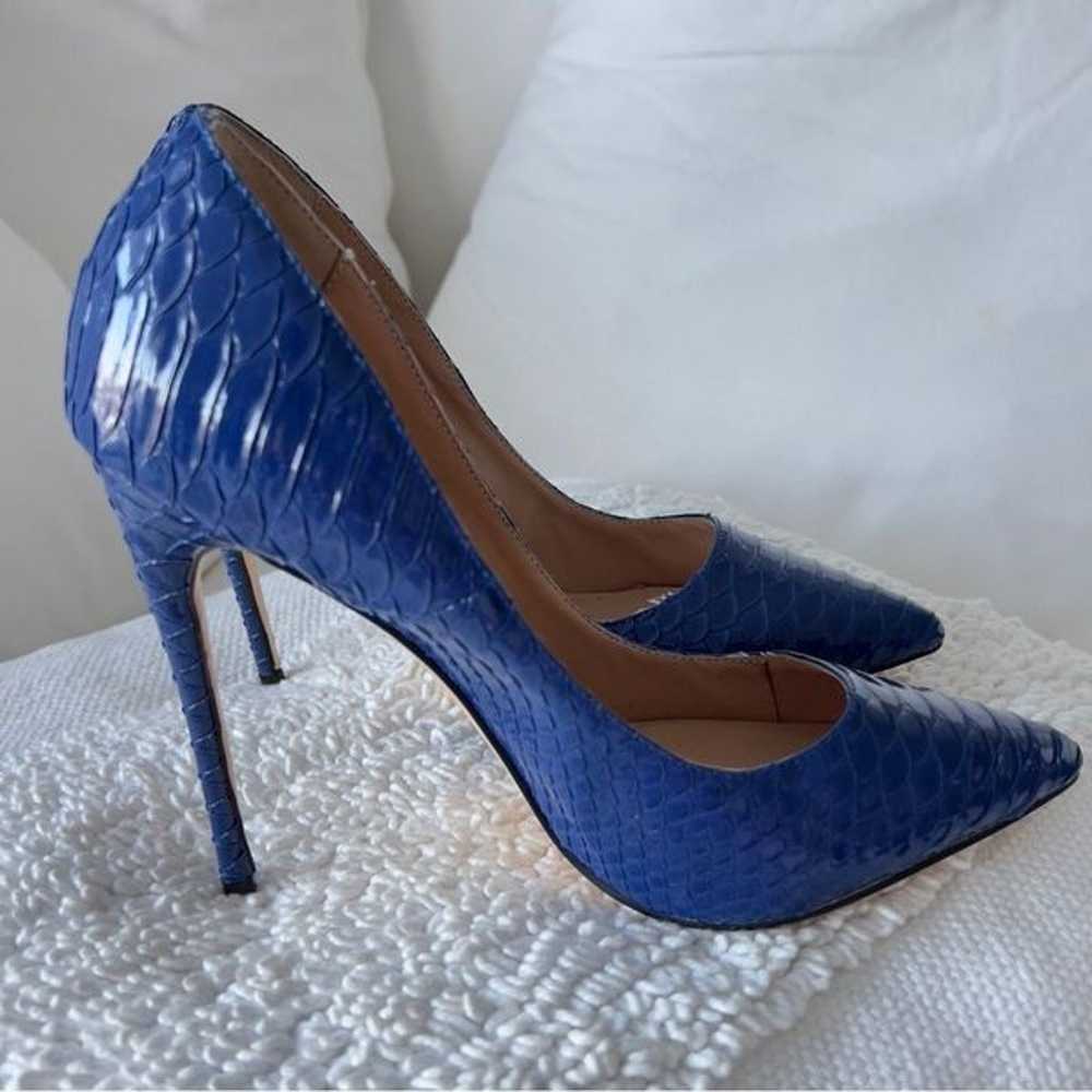 FSJ Blue Python Stiletto Heels Pointed Toe Pumps … - image 5