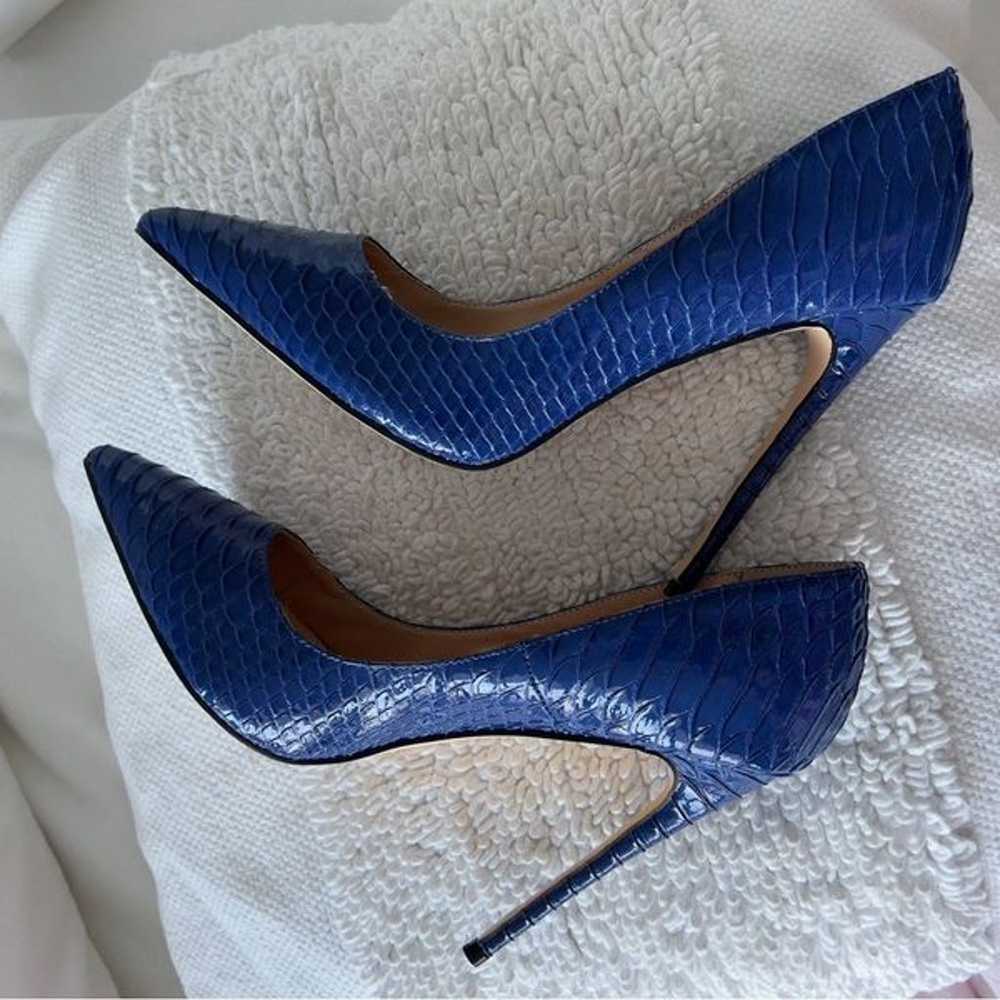 FSJ Blue Python Stiletto Heels Pointed Toe Pumps … - image 7