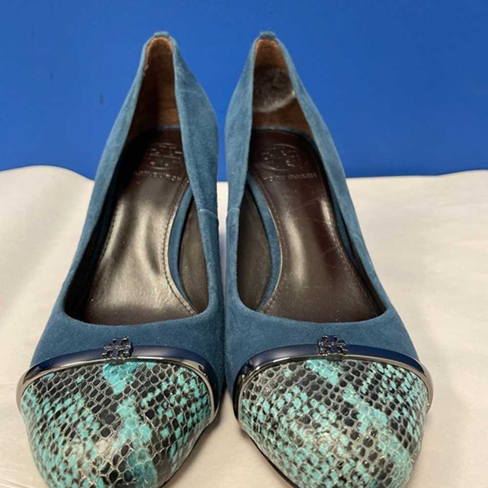 Tory Burch "Pacey Blue" Suede Snake Print Block P… - image 2