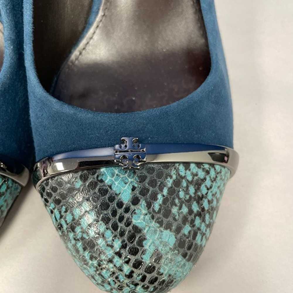 Tory Burch "Pacey Blue" Suede Snake Print Block P… - image 4