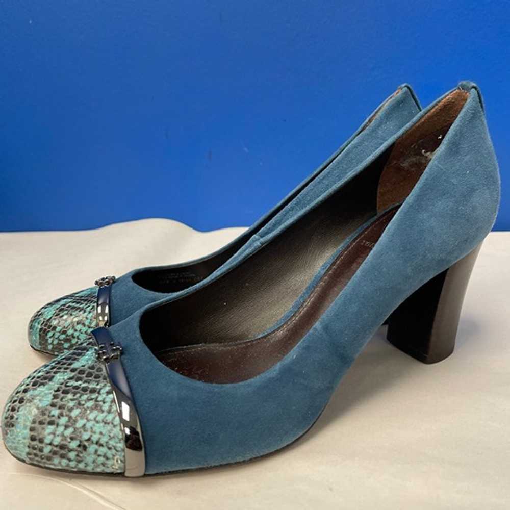 Tory Burch "Pacey Blue" Suede Snake Print Block P… - image 5