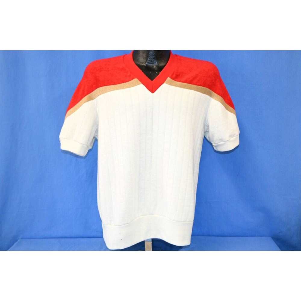 Kennington vintage 70s TERRY CLOTH COLORBLOCK RED… - image 2
