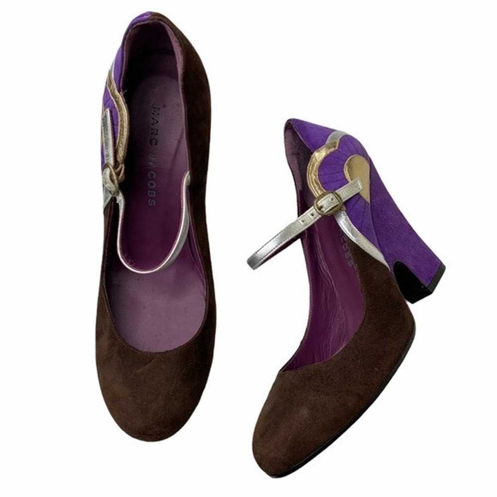 Marc Jacobs Purple Suede Mod Maryjane Wedge Heels - image 2