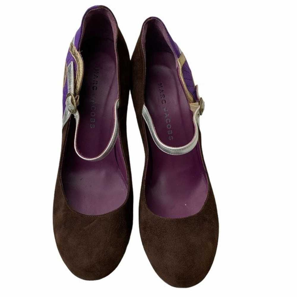 Marc Jacobs Purple Suede Mod Maryjane Wedge Heels - image 6