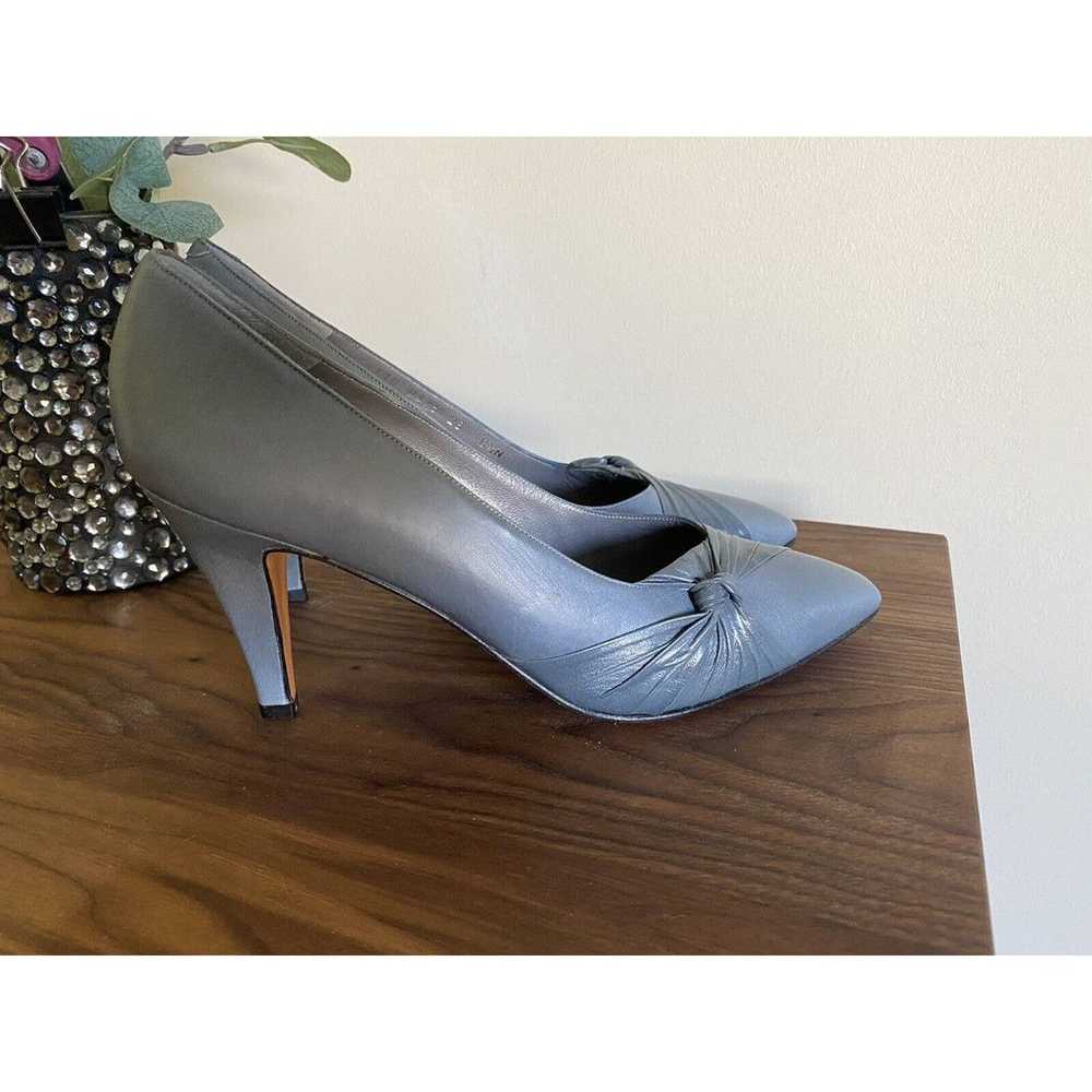 NEW~ Bally High Heel Pumps Gray Leather Womens Si… - image 8