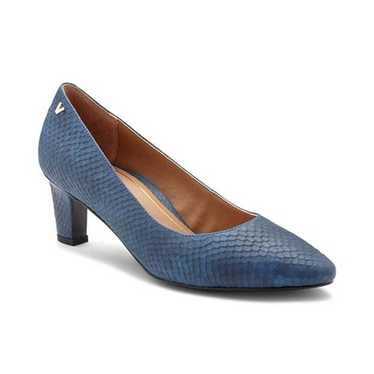 Vionic Madison Mia Block Heel Pump Blue Snakeskin 