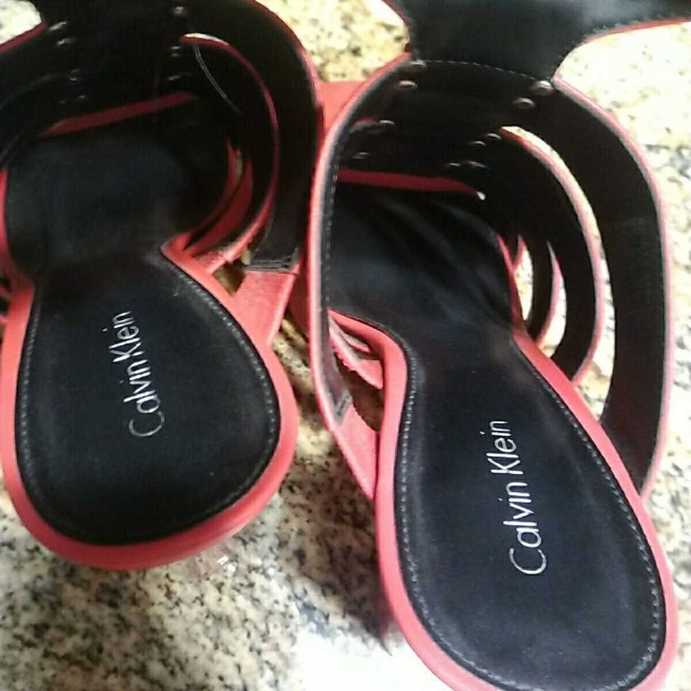 Rare Calvin Klein Leather Red Gladiator Sandals H… - image 11
