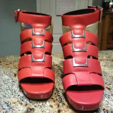 Rare Calvin Klein Leather Red Gladiator Sandals H… - image 1