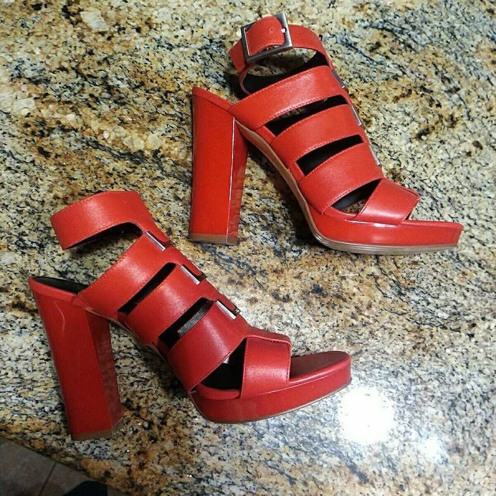 Rare Calvin Klein Leather Red Gladiator Sandals H… - image 2