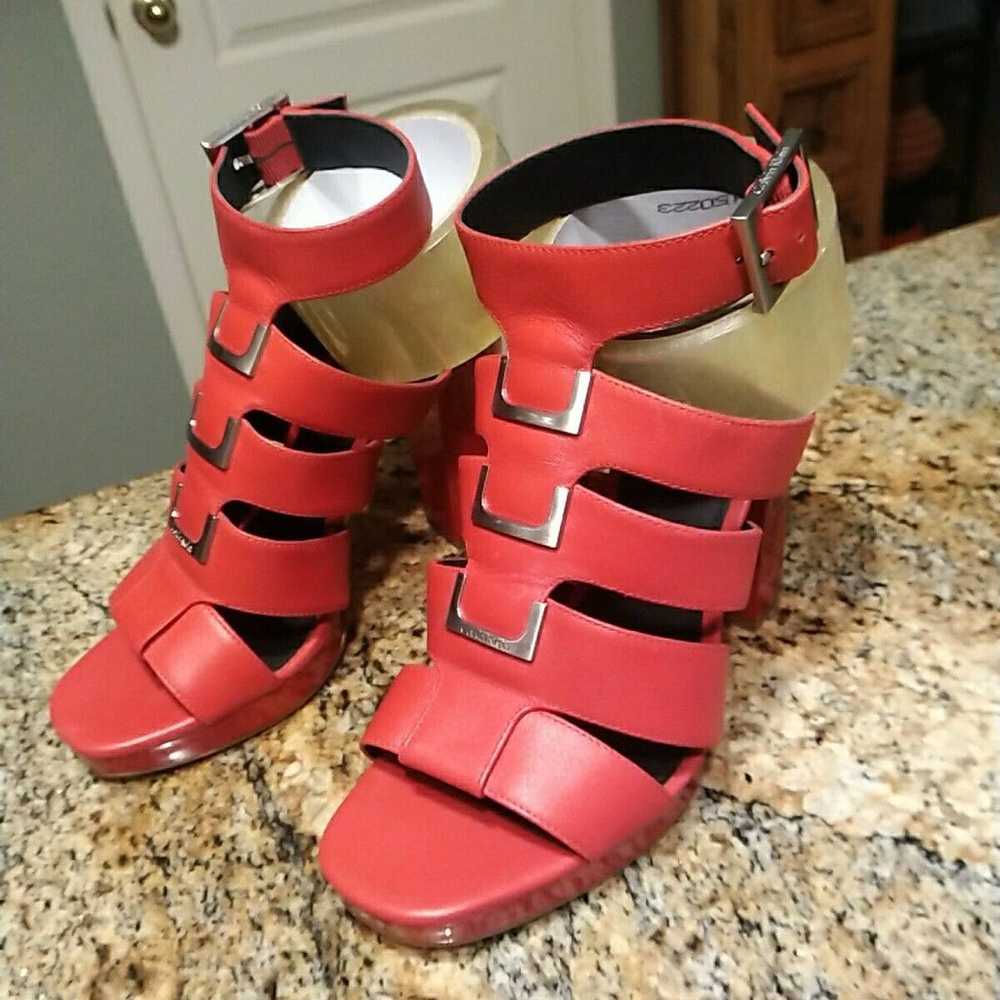 Rare Calvin Klein Leather Red Gladiator Sandals H… - image 4