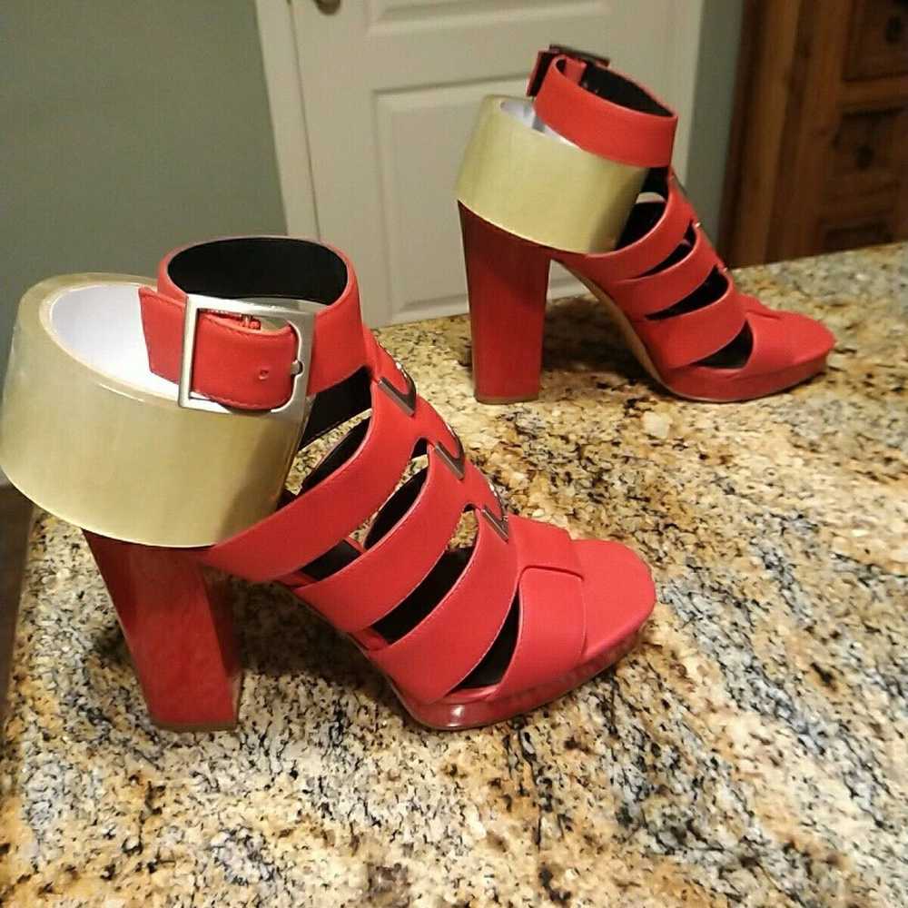 Rare Calvin Klein Leather Red Gladiator Sandals H… - image 8