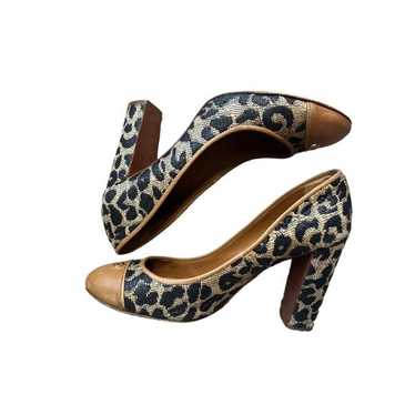Tory Burch Canvas Animal Print Leather Pumps