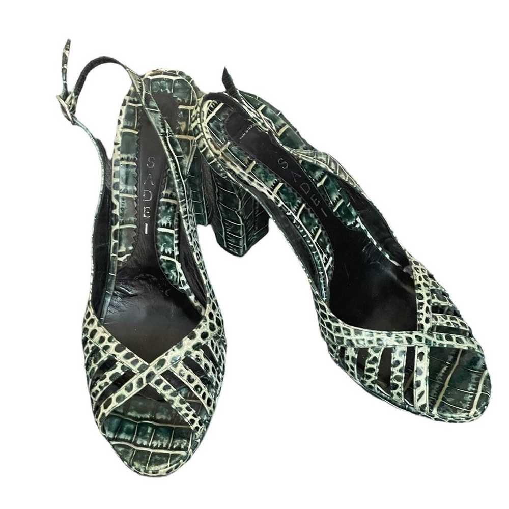 Casadei animal print green/beige heels size 8,5 B - image 8