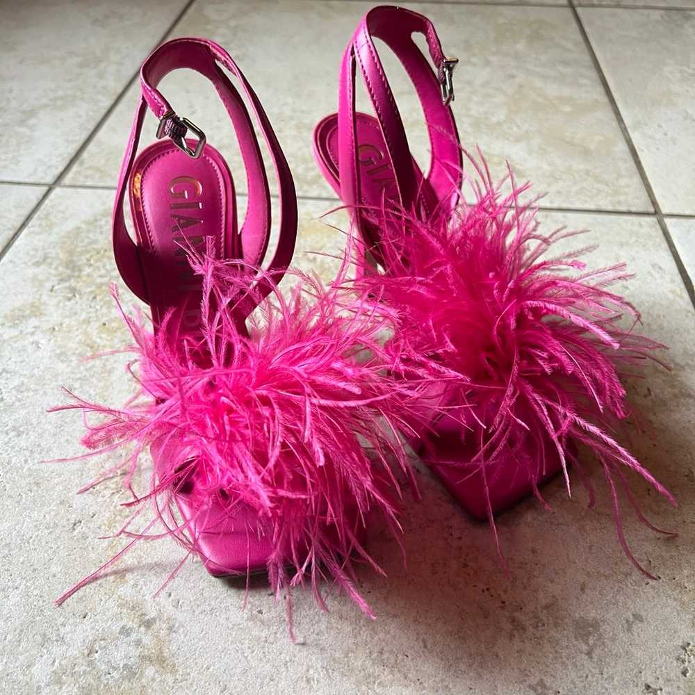 Pink Gianni Bini Feather Square Toe Heel - image 1