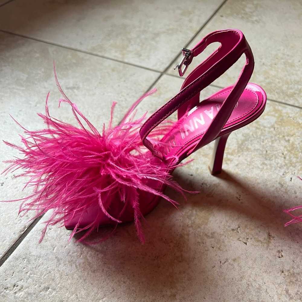 Pink Gianni Bini Feather Square Toe Heel - image 3