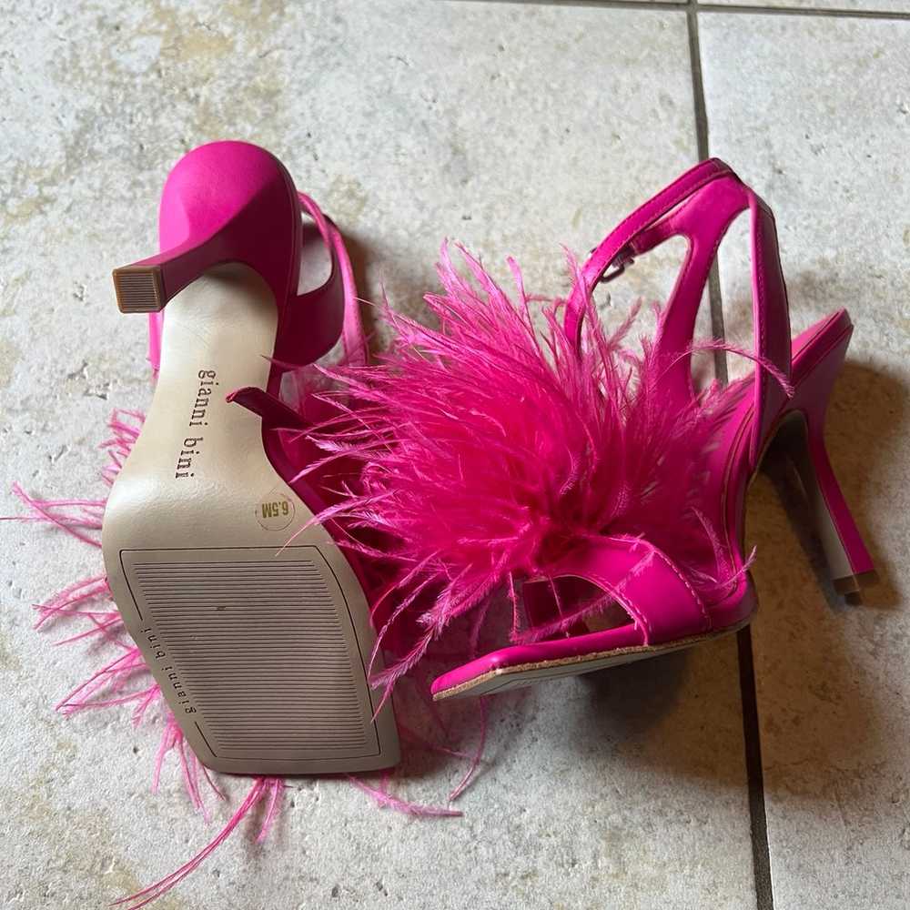 Pink Gianni Bini Feather Square Toe Heel - image 5