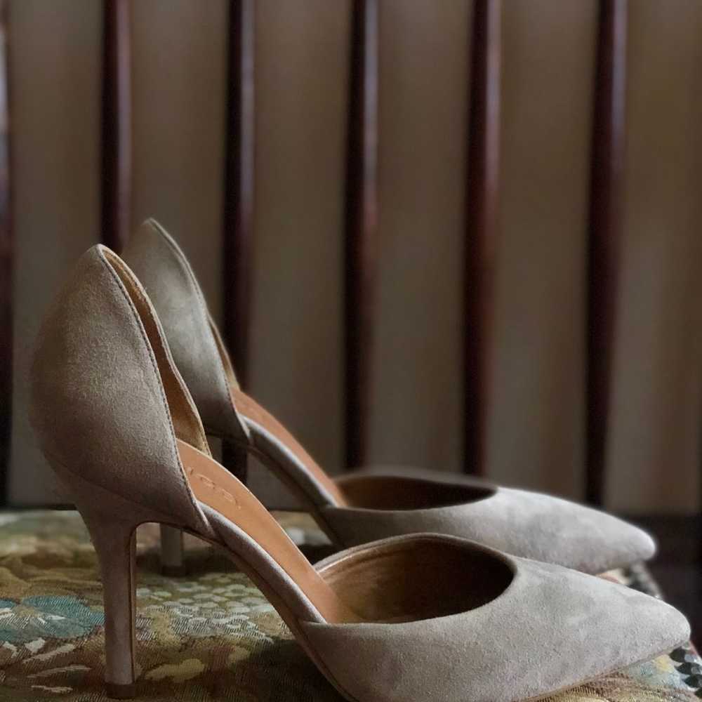 Vince Suede Pointed Toe Pumps in Light Beige - image 1