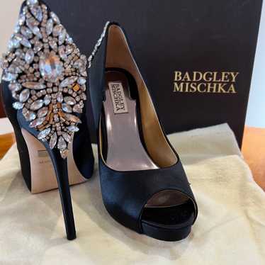 Badgley Mischka retailer Kiara Embellished Navy Blue Heels