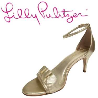 Lilly Pulitzer Gold Metallic Carly Sandal Size 6.5 - image 1