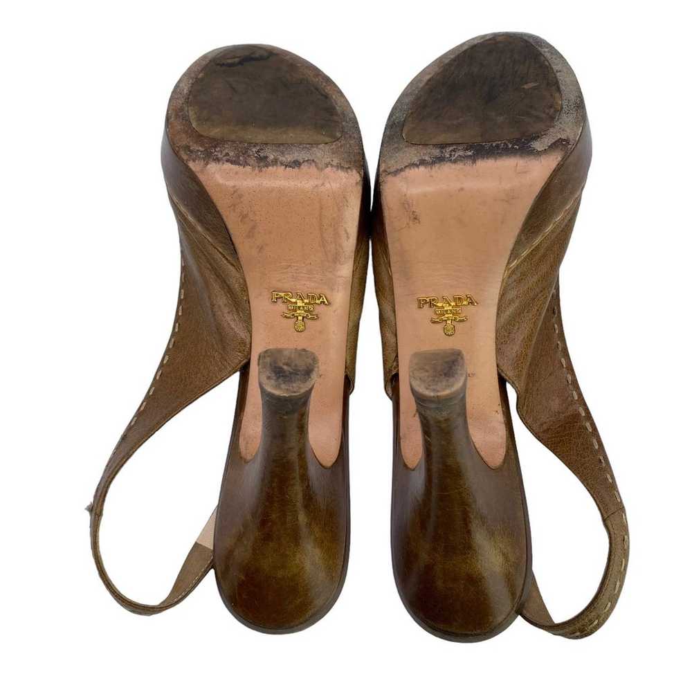 Prada Vintage Women's Tan Leather Slingback Peep … - image 8