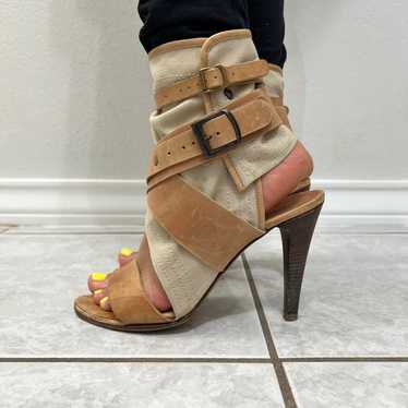 Chloe Canvas Multi Strap Gladiator Heels - image 1